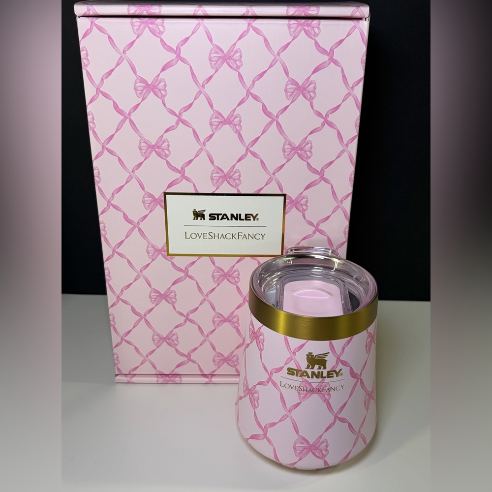 Stanley x LoveShackFancy Baby Bow Peppermint Pink Reserve Wine Tumbler BNIB